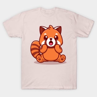 Cute Red Panda Surprised Cartoon T-Shirt